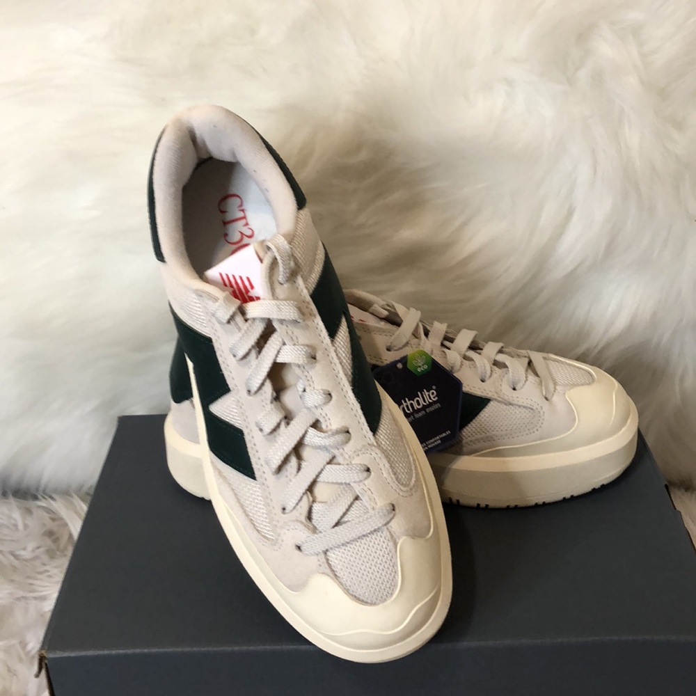 New Balance Cream and Green Athletic Shoes